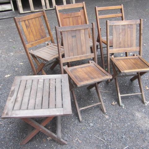 Antique Folding Chairs & Table