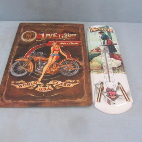 Am Heritage Tin Sign, Winchester Thermometer