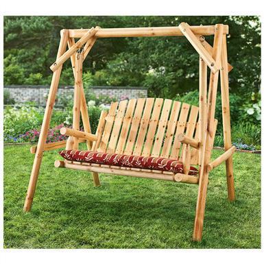 CASTLECREEK 4 Feet Log Swing, 2 Seater