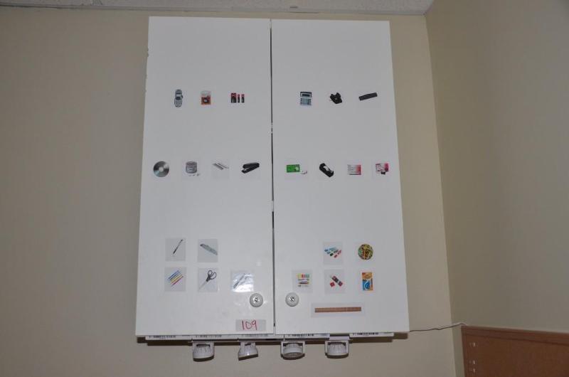 lot 109 image: 2 wall cabinets and lights beneath them 30x24...