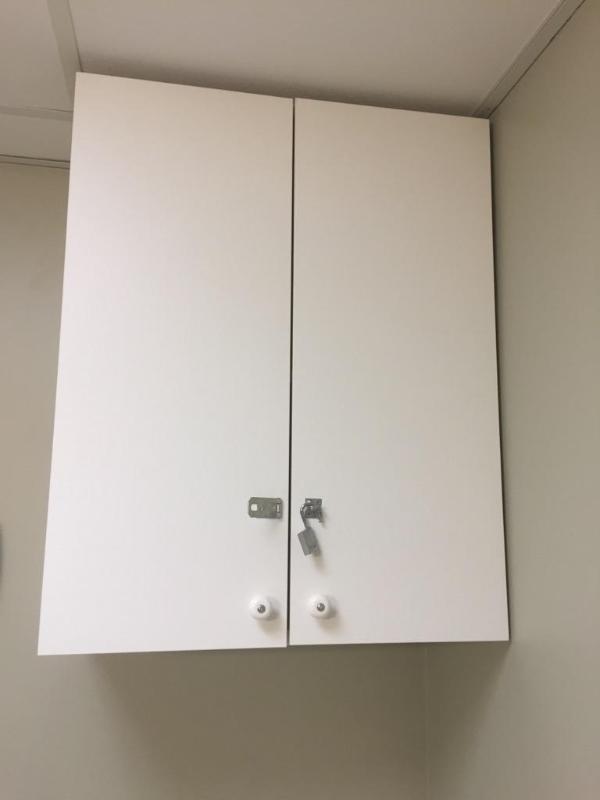 lot 120 image: 2 white cabinets one hangs on the wall 12.5x2...