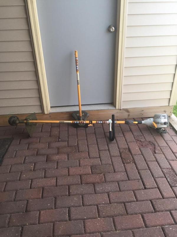 lot 132 image: 15702 Ryobi weed Wacker. 2 attachments...