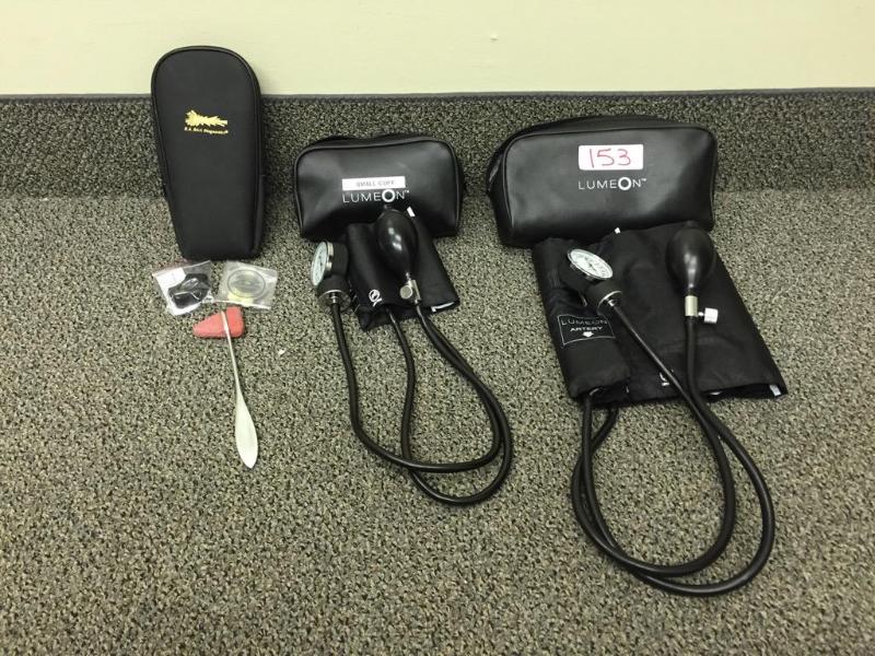lot 153 image: 2 Blood pressure monitors and one reflex hamm...