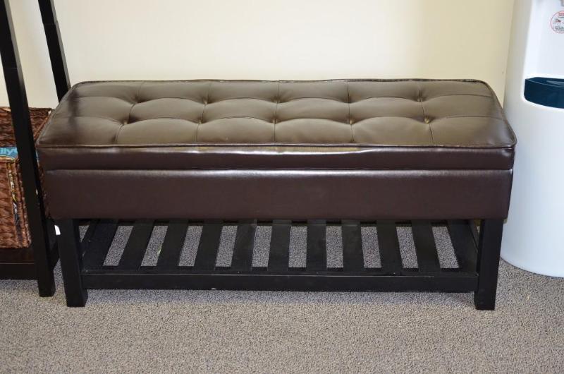 lot 47 image: Brown Leather Looking Storage Bench&nbsp44&q...