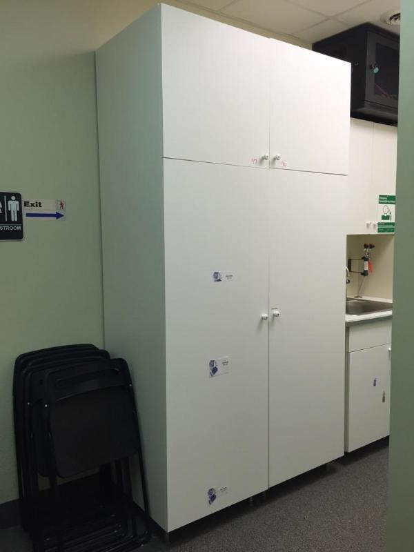 lot 96 image: White IKEA Cabinet. 24x25x93 tall. There are ...