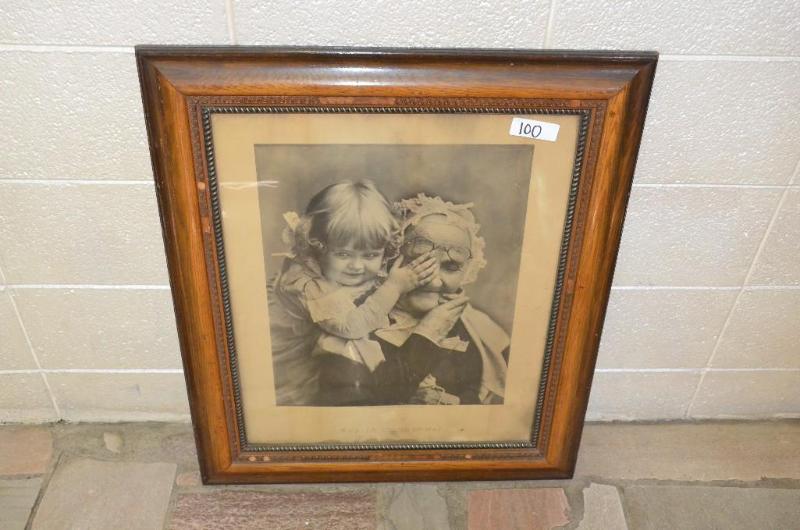 lot 100 image: Antique framed photo " Who is it Granma...