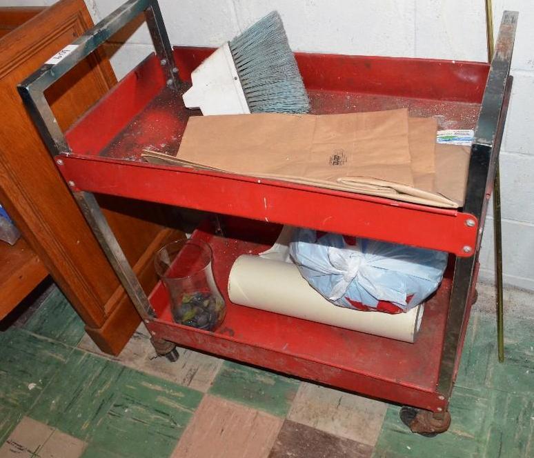 lot 109 image: Metal two story cart. Contents not included. ...