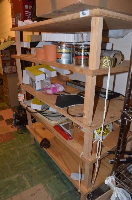 lot 116 image: 4 piece stackable wood shelves. contents not ...
