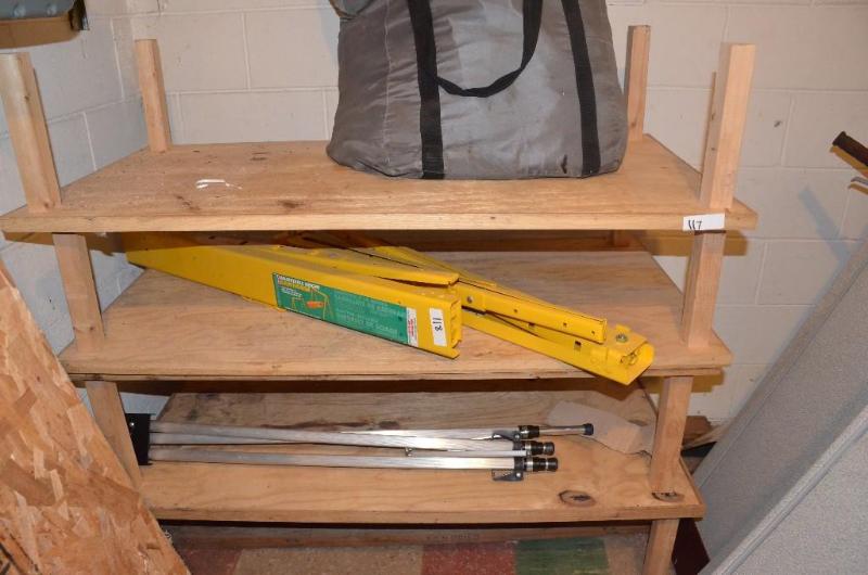 lot 117 image: 4 piece stackable wood shelves. Contents not ...