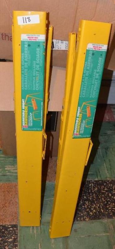 lot 118 image: 2-Crawford Pro Adjustable Height Sawhorse...