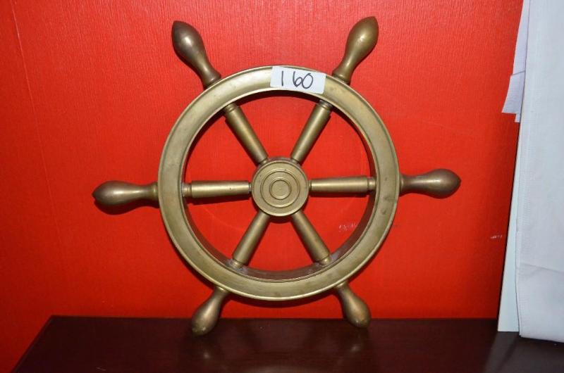 lot 160 image: Brass Ship Wheel approx. 14" to 16"...