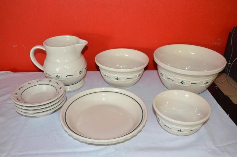 lot 181 image: Longaberger Pottery bowls and pitcher...