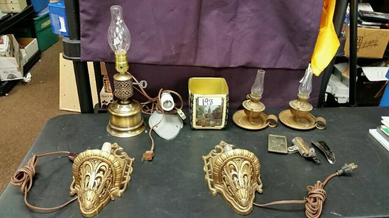 lot 198 image: Lot of misc. antiques including 2 oil lanter...