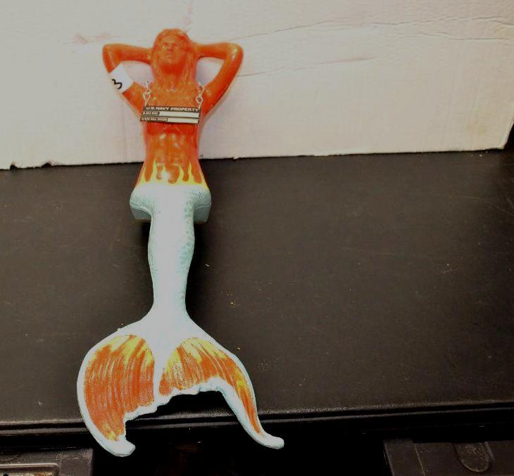 lot 23 image: RARE Cast Iron Hand Painted Mermaid. &nbspAb...