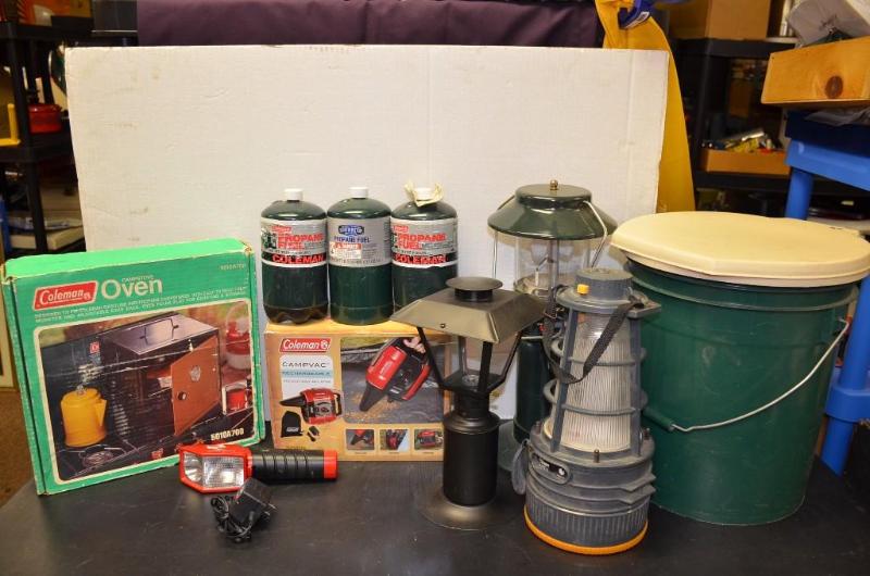 lot 58 image: Large lot of camping items  Coleman Campstov...