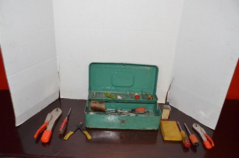 lot 7 image: Liberty Steel Chest Tackle box with lures and...