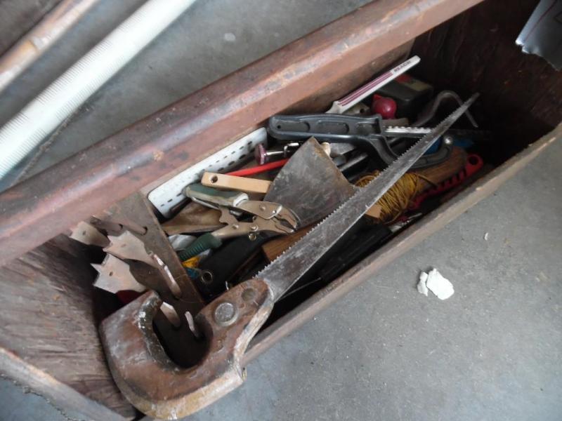 Wooden toolbox and tools