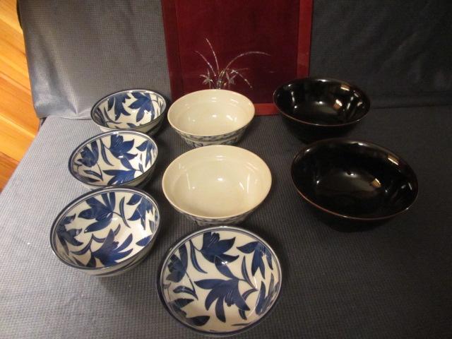 Lacquer Tray, Oriental Bowls