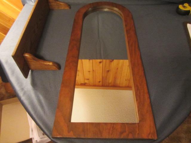 Wall Mirror, Oak Shelf