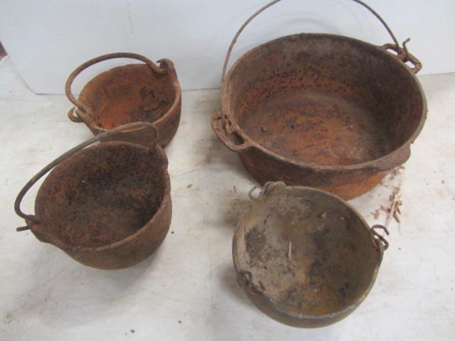 lot 167 image: Cast Iron Chicken Fryer, Lead Pots