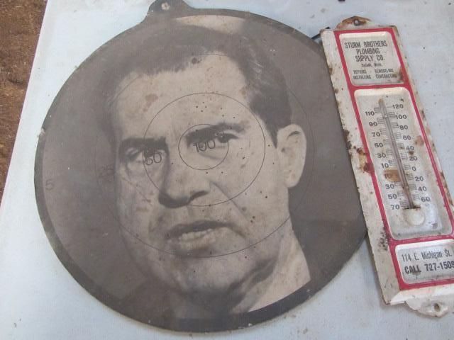 lot 461 image: Richard Nixon Dart Board, Thermometer