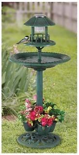 CASTLECREEK 4-in-1 Bird Bath with Feeder, Planter & Solar LED Light