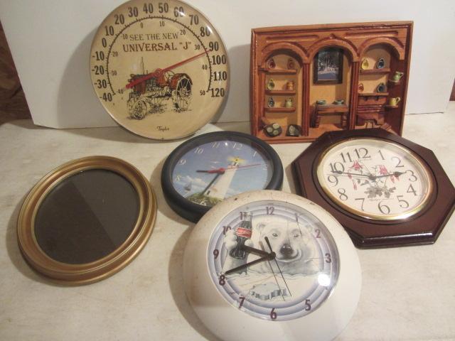 lot 219 image: Thermometer, Diorama, Clocks