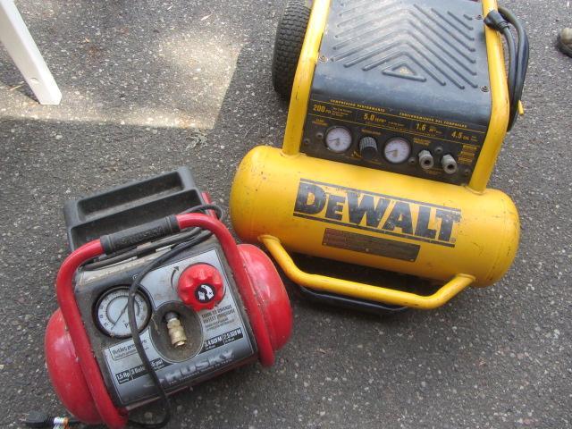 lot 150 image: DeWalt & Husky Compressors