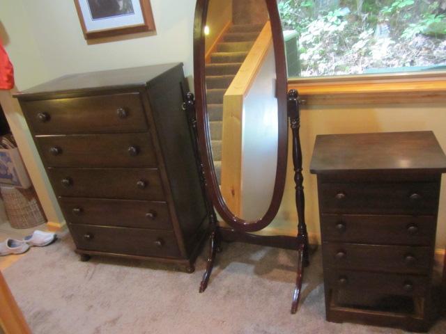 lot 17 image: Chest Dresser, Mirror, Night Stand