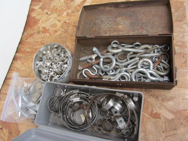 lot 172 image: Eye Bolts. Hose Clamps, Connectors