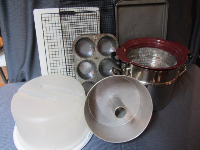 lot 29 image: Steamer Kettle, Angel Food Pan, Cooling Racks