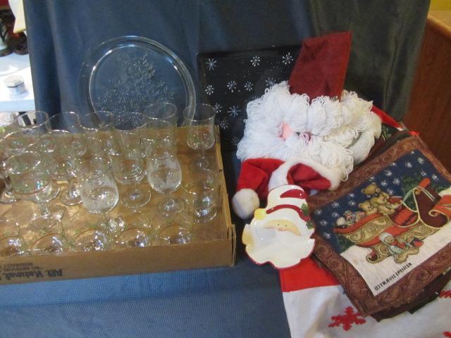 lot 296 image: Holiday Glasses, Placemats, Santa Hats