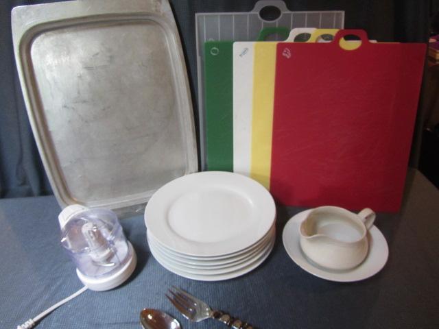 lot 49 image: Cutting Boards, Plates, Mini Chopper