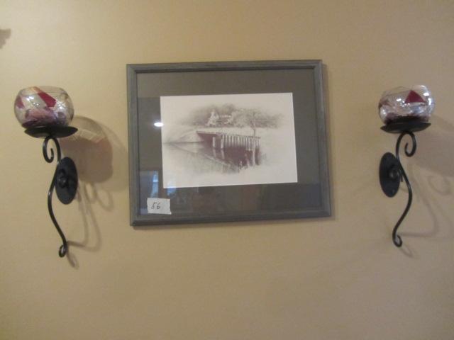 lot 56 image: Wall Sconces, Framed Print