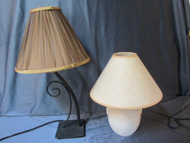 lot 63 image: Pottery & Wrought Iron Lamps