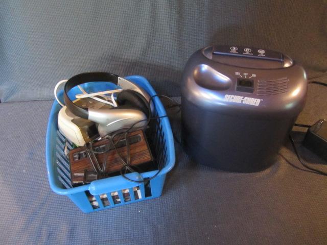 lot 92 image: Paper Shredder, Alarm Clock, Phone Cases
