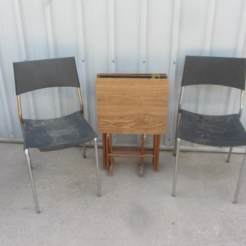 Wood TV Trays, Resin Chairs