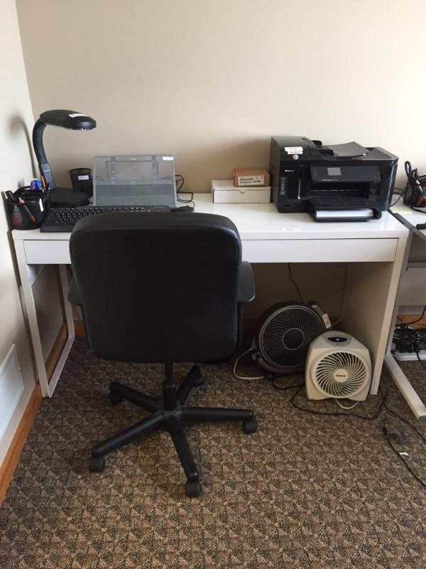 lot 111 image: 2 Drawer White IKEA desk 14728 48" X 19...