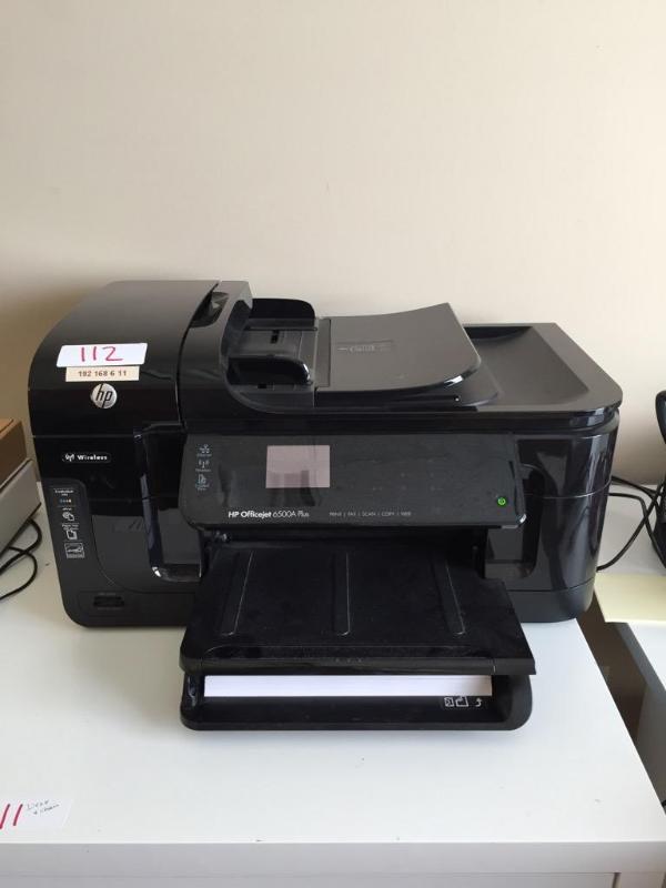 lot 112 image: HP Officejet 6500A Plus wireless printer, sca...