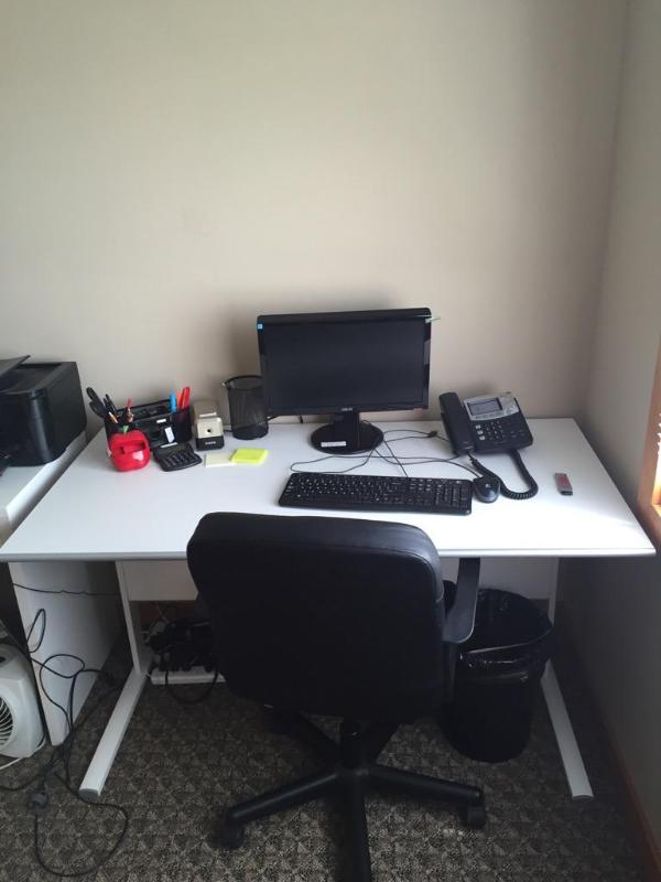 lot 114 image: White task table 54 12" X 28 14" ...