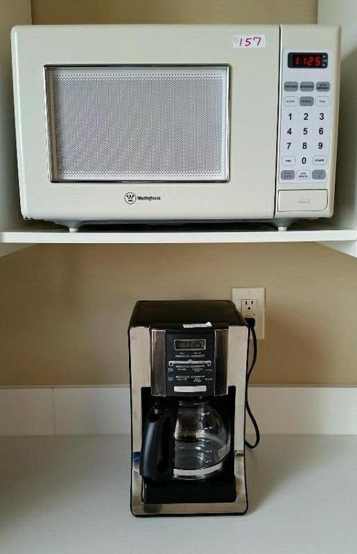 lot 157 image: Westinghouse Microwave & Mr.Coffee coffee...