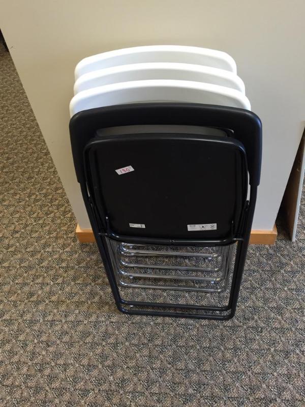 lot 180 image: 4 IKEA Nisse folding chairs 3 white 1 black....