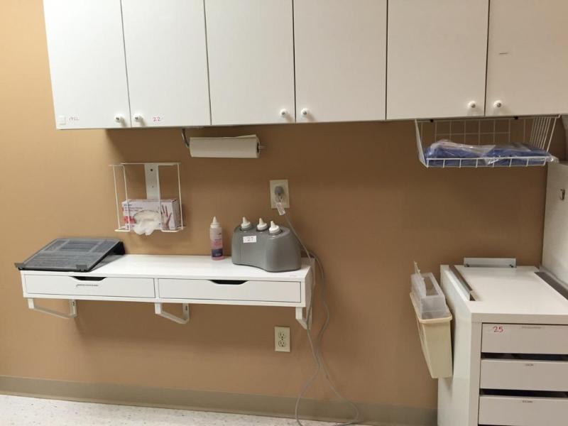 lot 26 image: Wall mounted counter with drawers, Rolodex la...