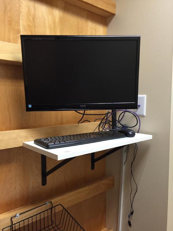 lot 35 image: AOC LED Monitor model e2250Swd with wall moun...