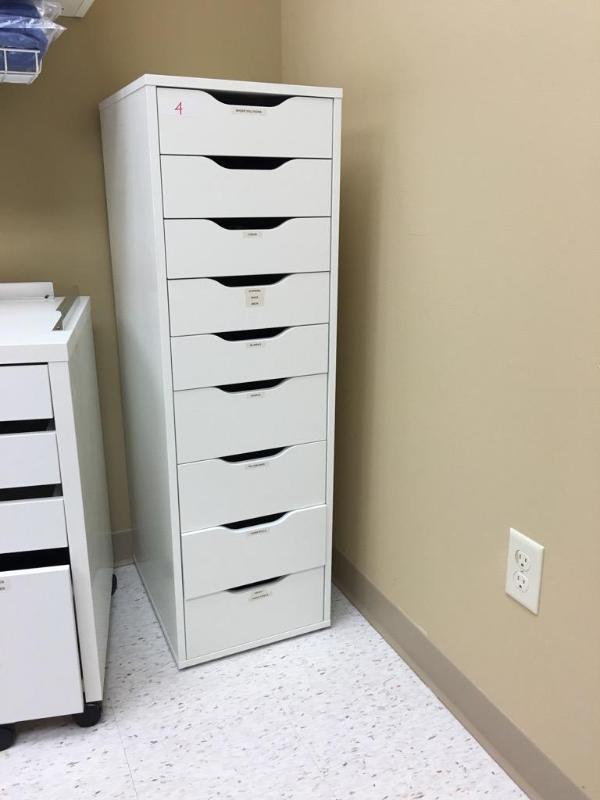 lot 4 image: 8 drawer rolling cabinet contents included 14...