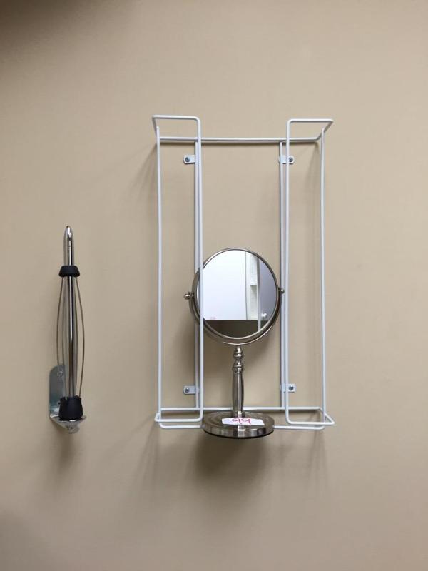 lot 99 image: Towel rack, mirror, and 2 wall display holder...