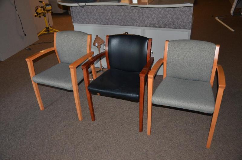 lot 116 image: Three wood chairs....
