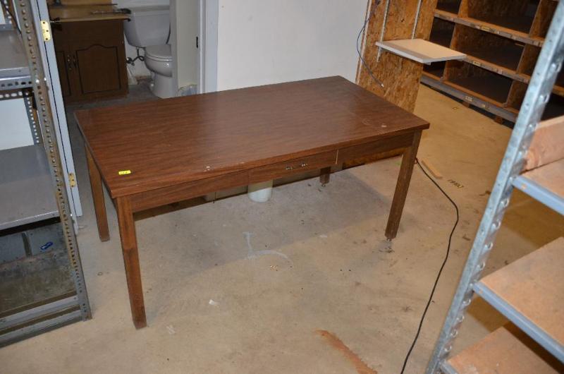 lot 126 image: Wood table with drawer 30x60"...