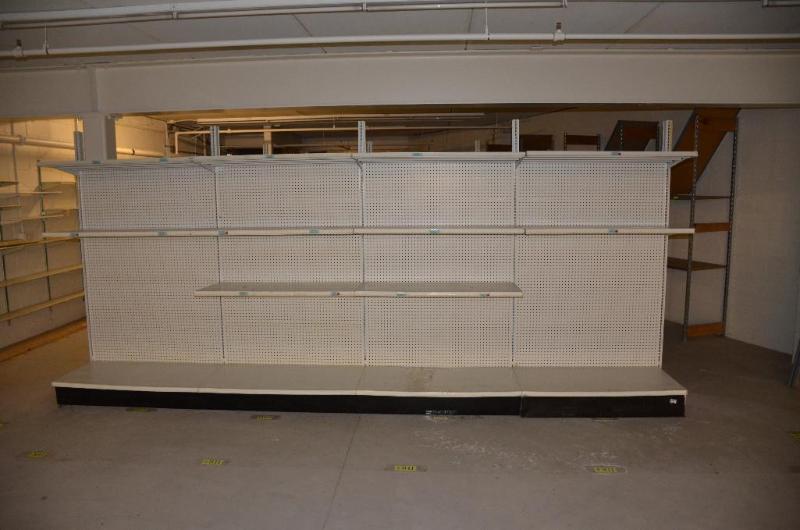 lot 135 image: Commercial metal adjustable shelves 16 feet l...