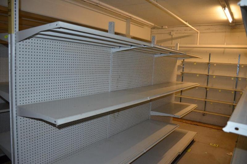 lot 136 image: Commercial metal adjustable shelves 12 feet l...